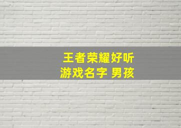 王者荣耀好听游戏名字 男孩